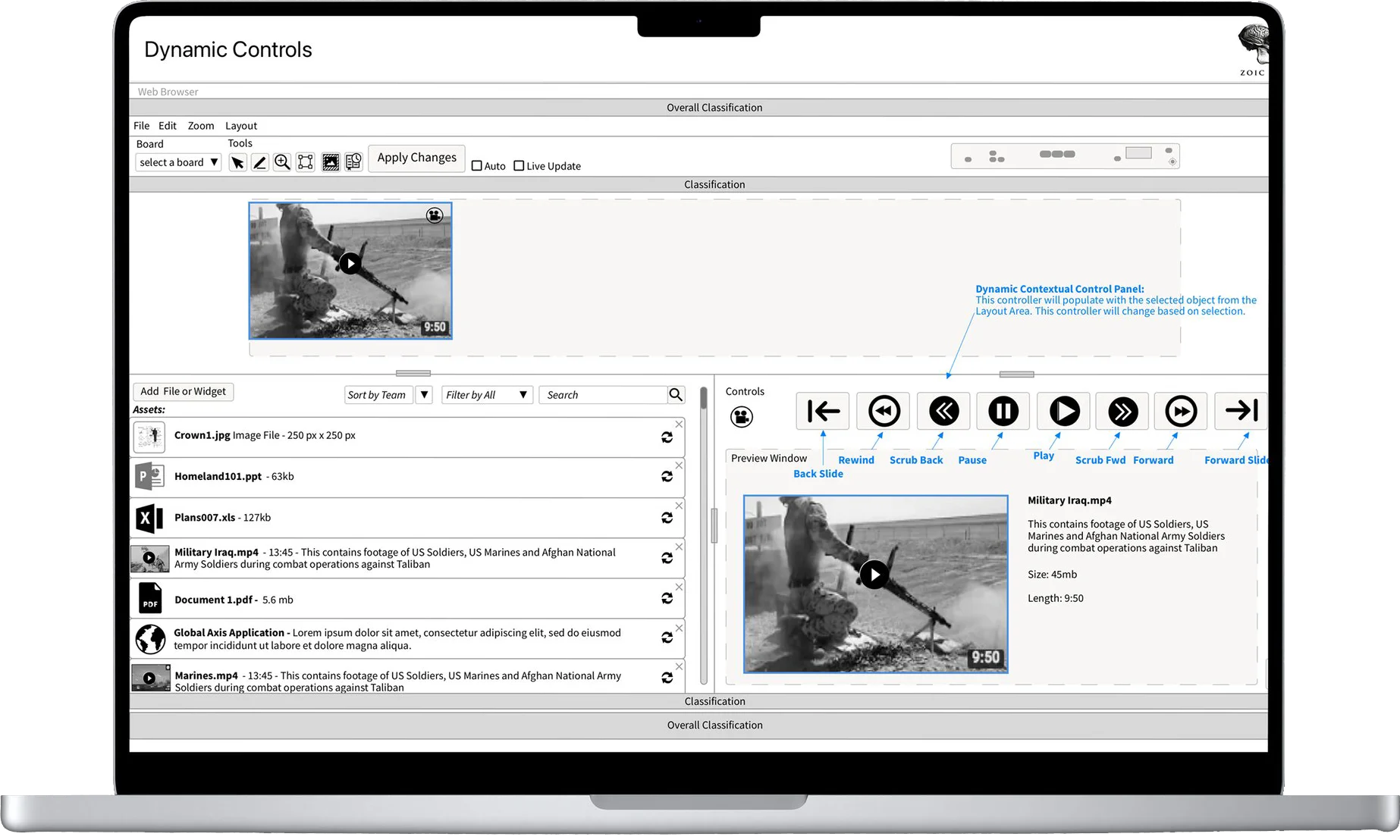 Screen sharing — navigating dynamic content preview